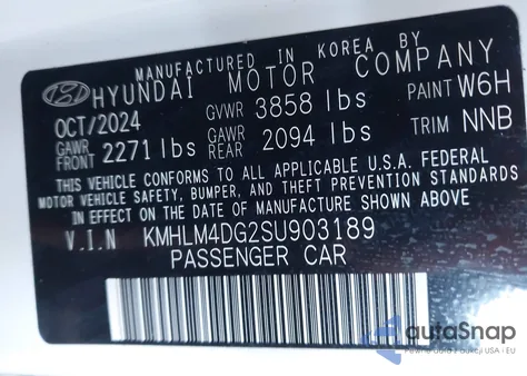 2025 Hyundai Elantra Sel Sport из США, поврежденный, VIN KMHLM4DG2SU903189